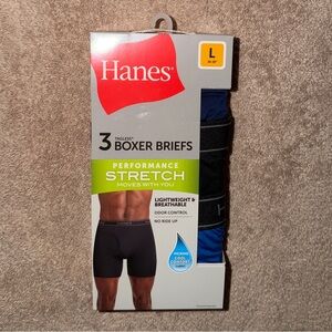 Hanes Performance Stretch Boxer Briefs (3-Pack) – Size L (36-38”) – NWT